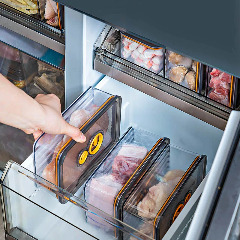 Stackable Refrigerator Food Container Plastic Fruit and Vegetable Storage Box Microwavable lunch box with Date Record Lid