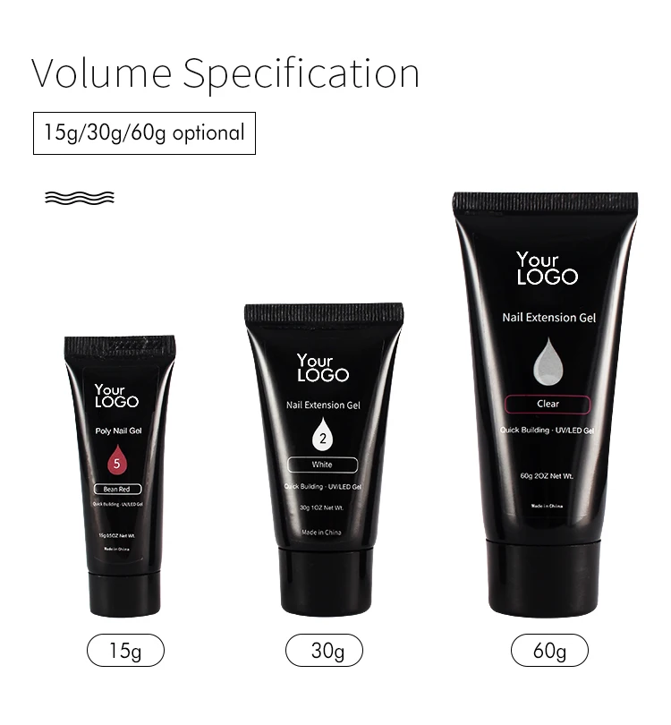Private label 15g/30g/60g 2020 poly gel soak off poly gel UV nail gel polish