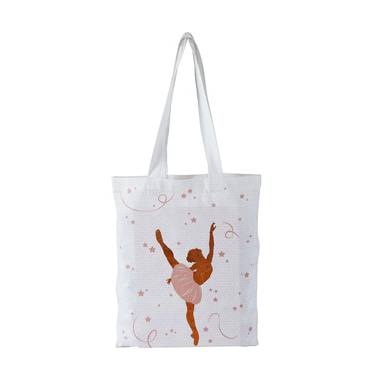 JEYCO BAGS Promotional printed yellow Ballet figure dance cotton canvas tote travel bag reusable red canvas tote bag