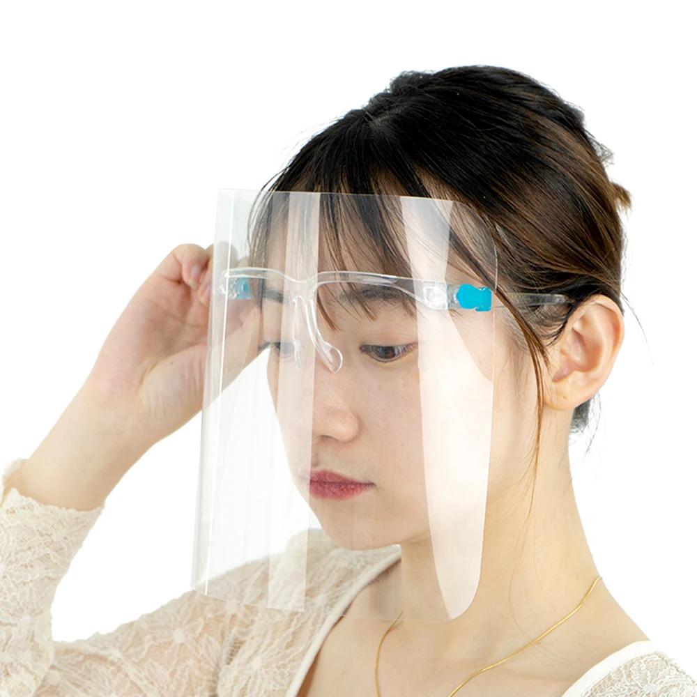 Wholesale Faceshield With Glasses Frame Anti Fog Plastic Transparent Clear Protective Face Shield Glasses