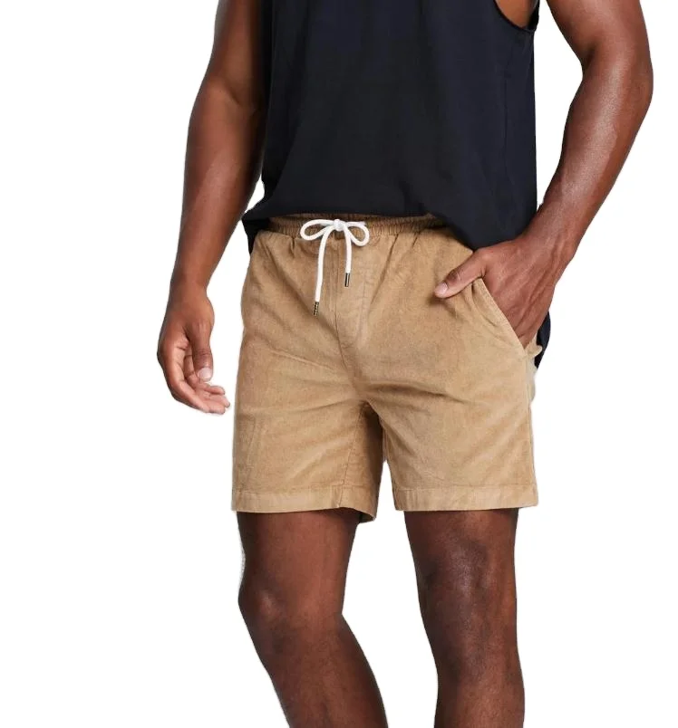 2020 Custom cotton casual running workout Design Summer Drawstring Corduroy gym beach shorts for Men