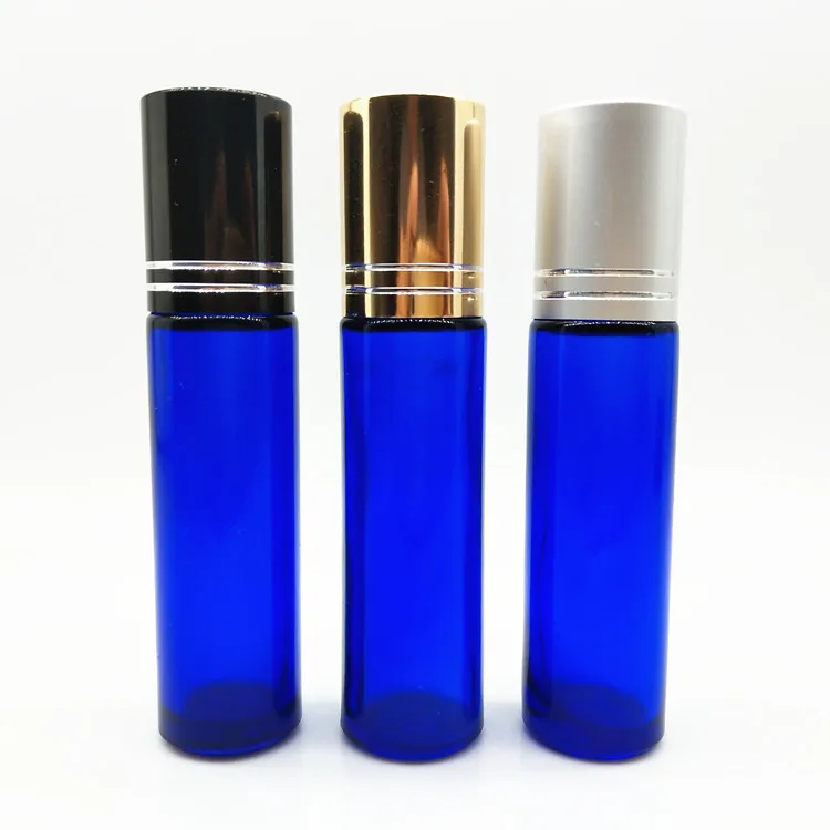 wholesale 10ml blue glass roll on bottle for cosmetic/cosmetic packaging/skincare packaging roll on bottle
