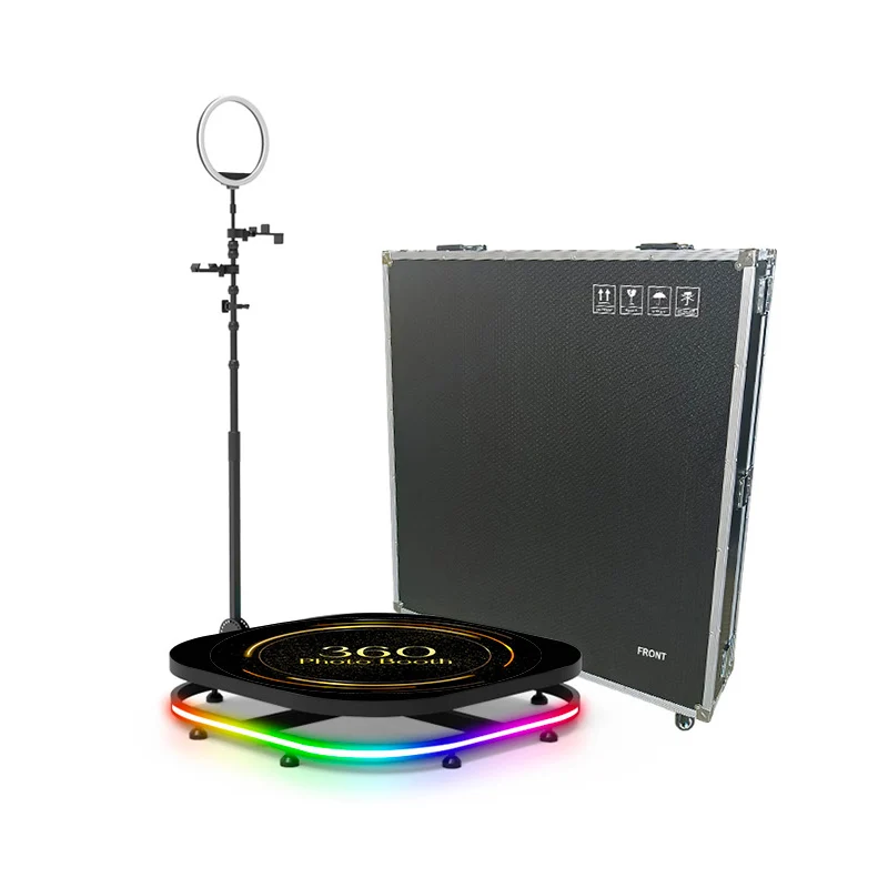 Free Custom Spinner 360 Camera Video Booth Enclosure Backdrop Party Color Led Lights 360 Photo Booth Machine for Rental