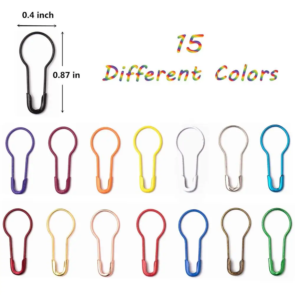 450 Pcs Baby Metal Calabash Safety Pins Knitting Needle Stitch Markers Safety Pin with Storage Box