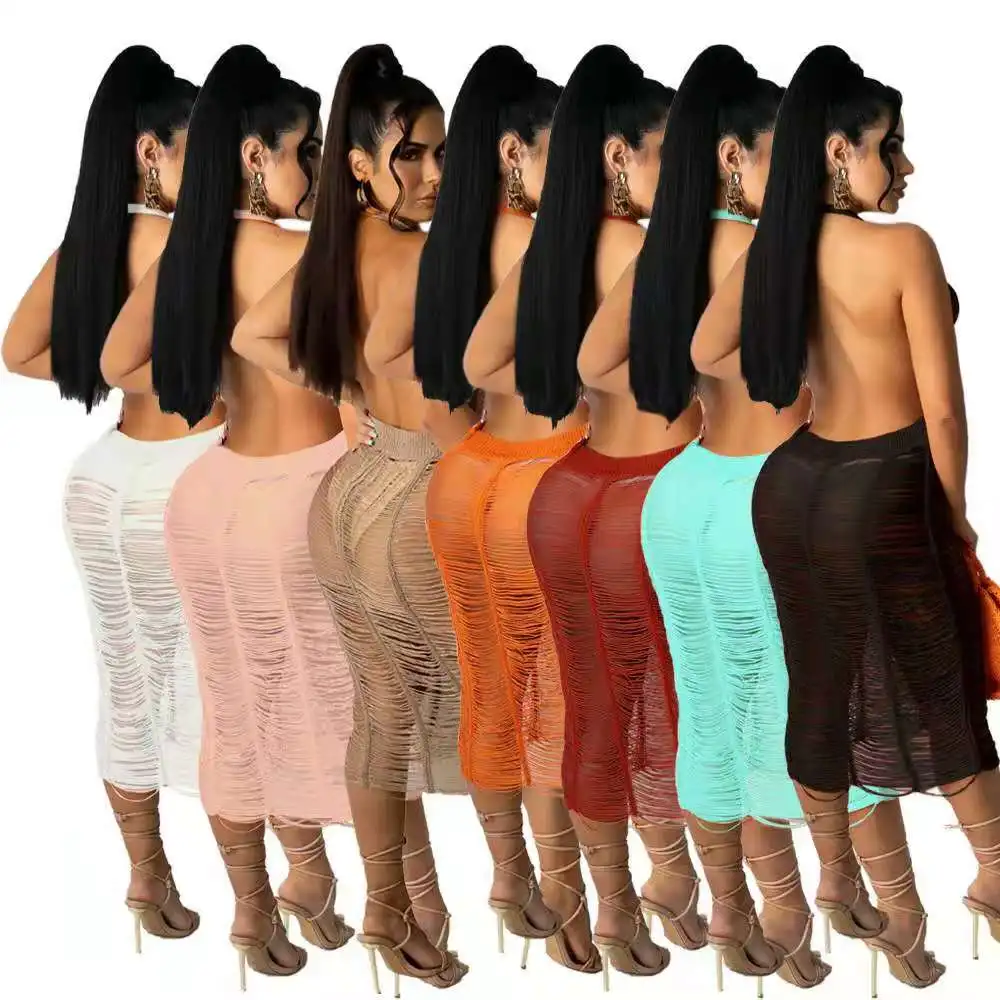 2021new style Women Sexy   Trend Sexy robe Knitting Carved Sleeveless Slip Women Clothes Casual Dress Women Sun Dresse