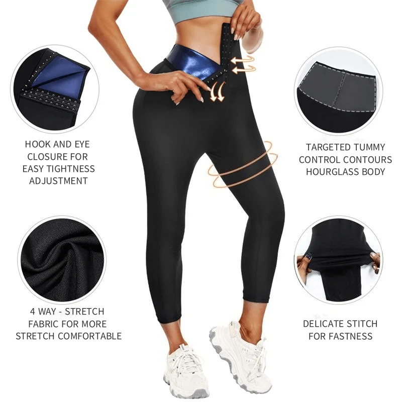 Высокий контроль животика плюс размер Сауна Body Shaper Леггинсы укороченные Штаны спортивные костюмы женские Пользовательский ярлык талии