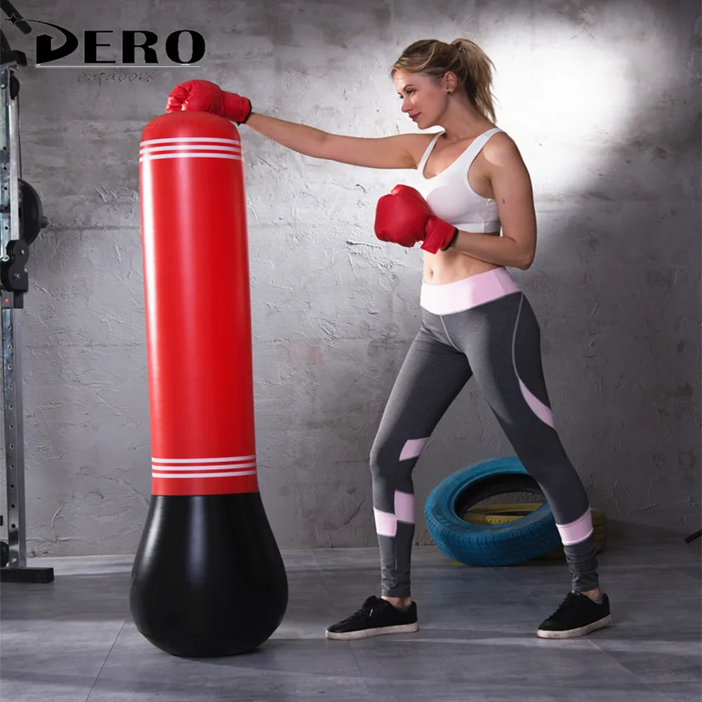 
Inflatable Punching Bag Muay Thai Kick Boxing Bag Column Tumbler Speed Boxing Punching Bag Stand Vertical Type Durable 