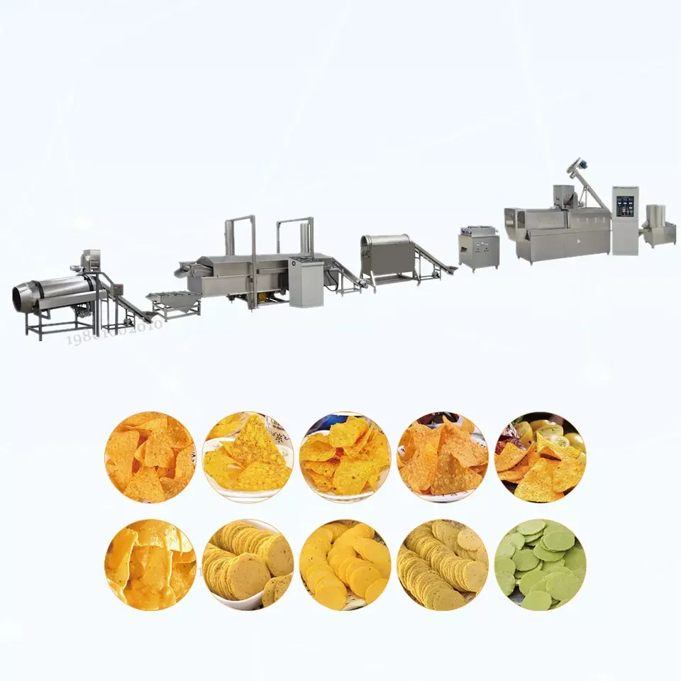 fried food grain crispy rice crust doritos corn chips nachos fryums making machine snack fried snack food production line