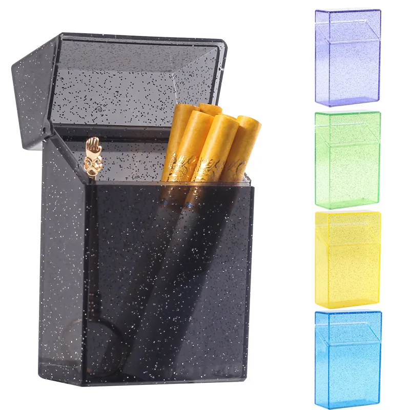 Clear 20  cigarette case Flip Top Stash Cigarette Hard Case for Women Silicone Plastic Cigarette Case