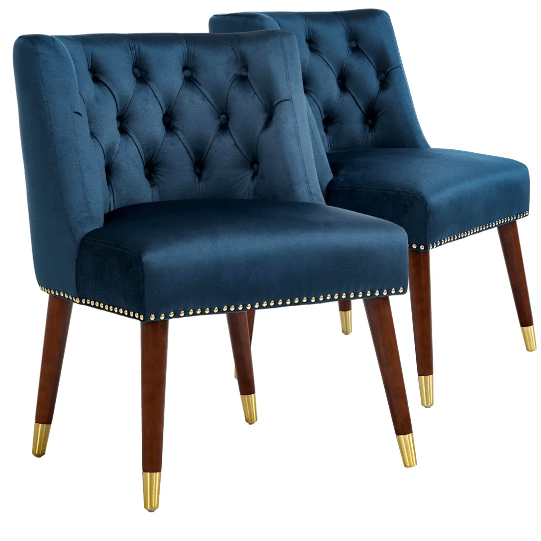 Refined and Sturdy Velvet Upholstered Tufted Solid Wood Living Room Accent Chair