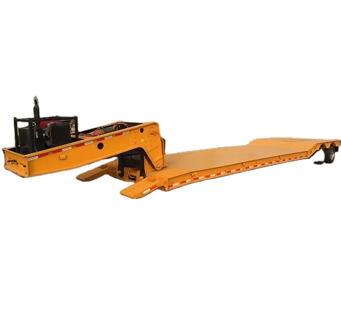 4 Axles 150tons Removable Gooseneck Lowbody Trailer with Hydraulic Ladder with sale