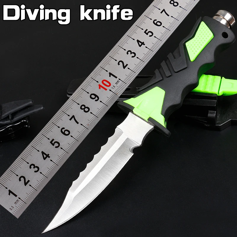 Морской нож для подводного плавания, спасательный матросский нож с резиновой ручкой и ножнами из АБС-пластика