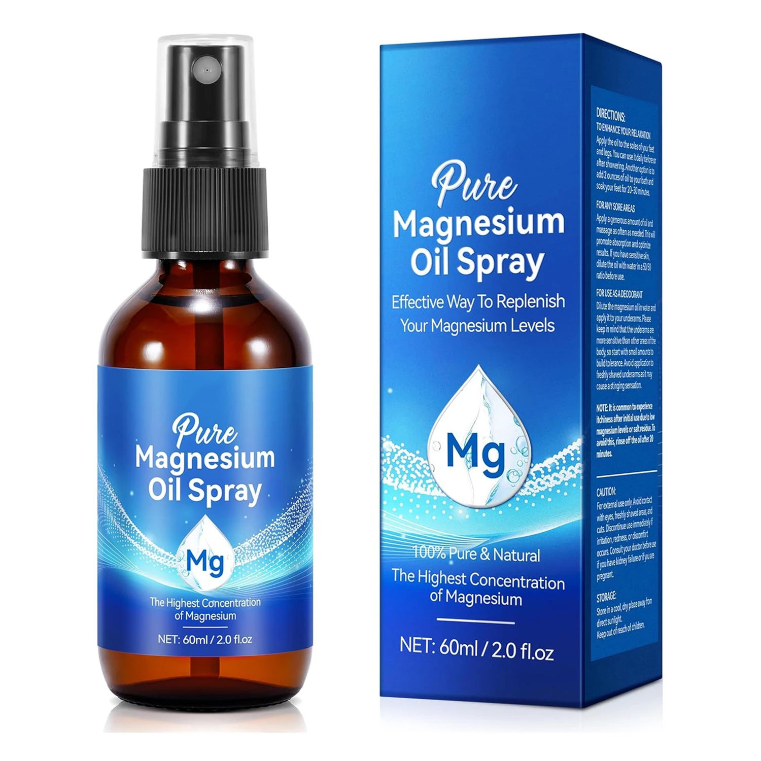 Private Label Pure Magnesium Oil Spray Fast Absorbent Promotes Body Calm Sleep & Relaxation High Effective