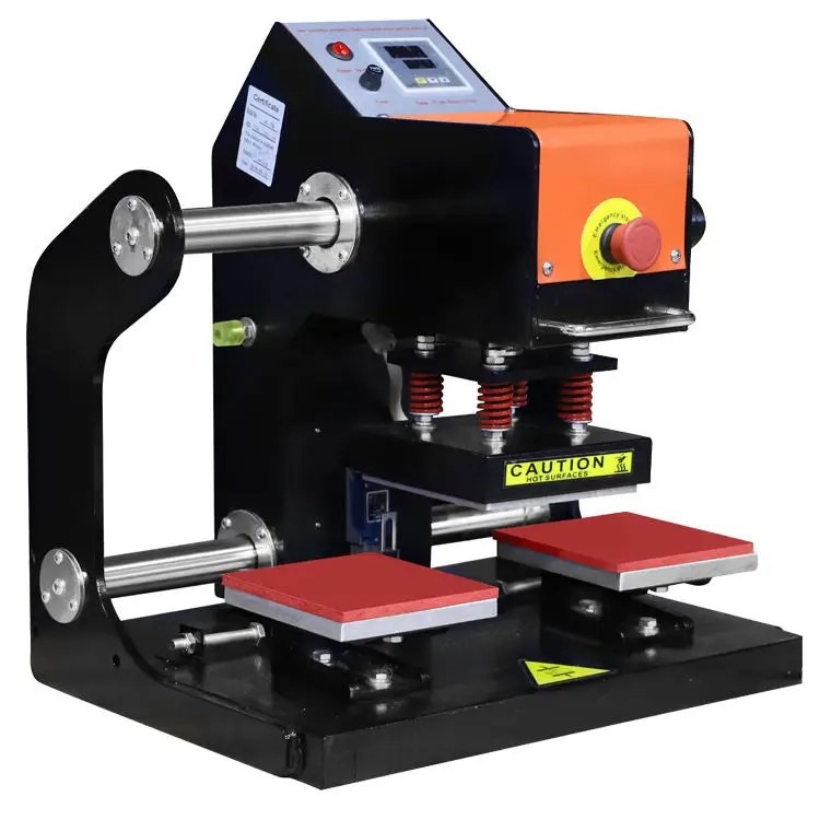 Air auto open dual double stacion 15cm logo saiz pneumatic digital heat transfer neck label tag hat heat press machine automatic