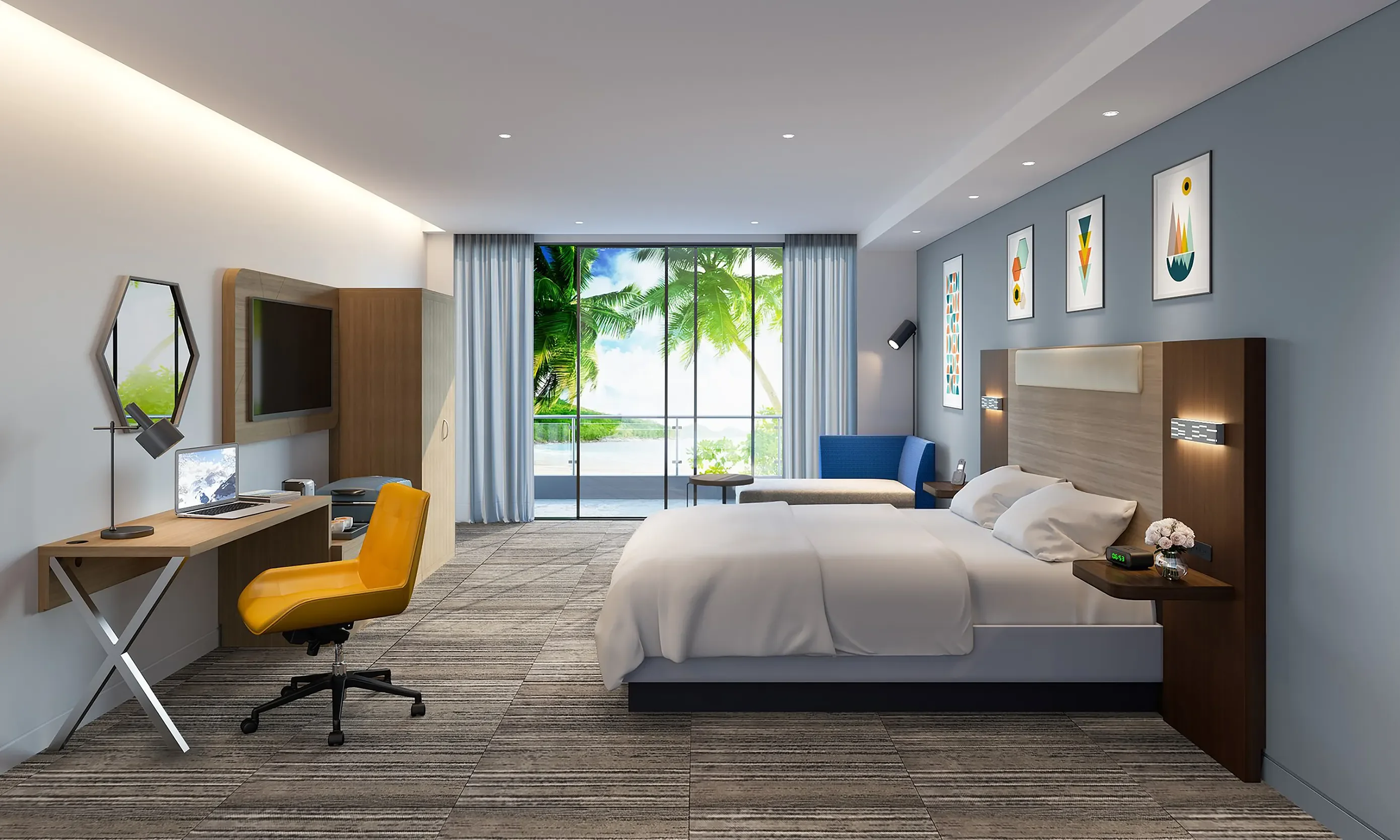 Modern  Solid Wood Bedroom Set for Hotels Living Rooms Holiday Inn Express Hotel Furniture Star Hotel Set