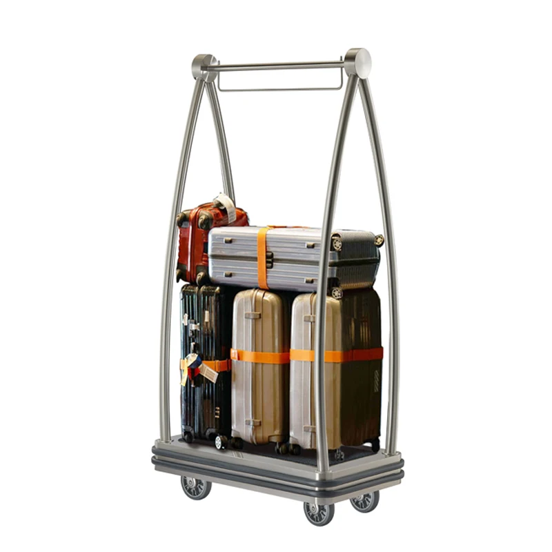 Modern Stainless Steel Bellman Baggage Cart Hotel Lobby Luggage Trolley for Airport Use by Bellboys