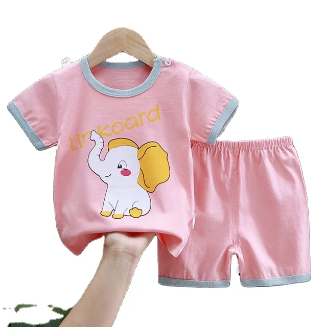 Children short-sleeved suit cotton t-shirt clothes Korean version of children clothing 2021 new wholesale