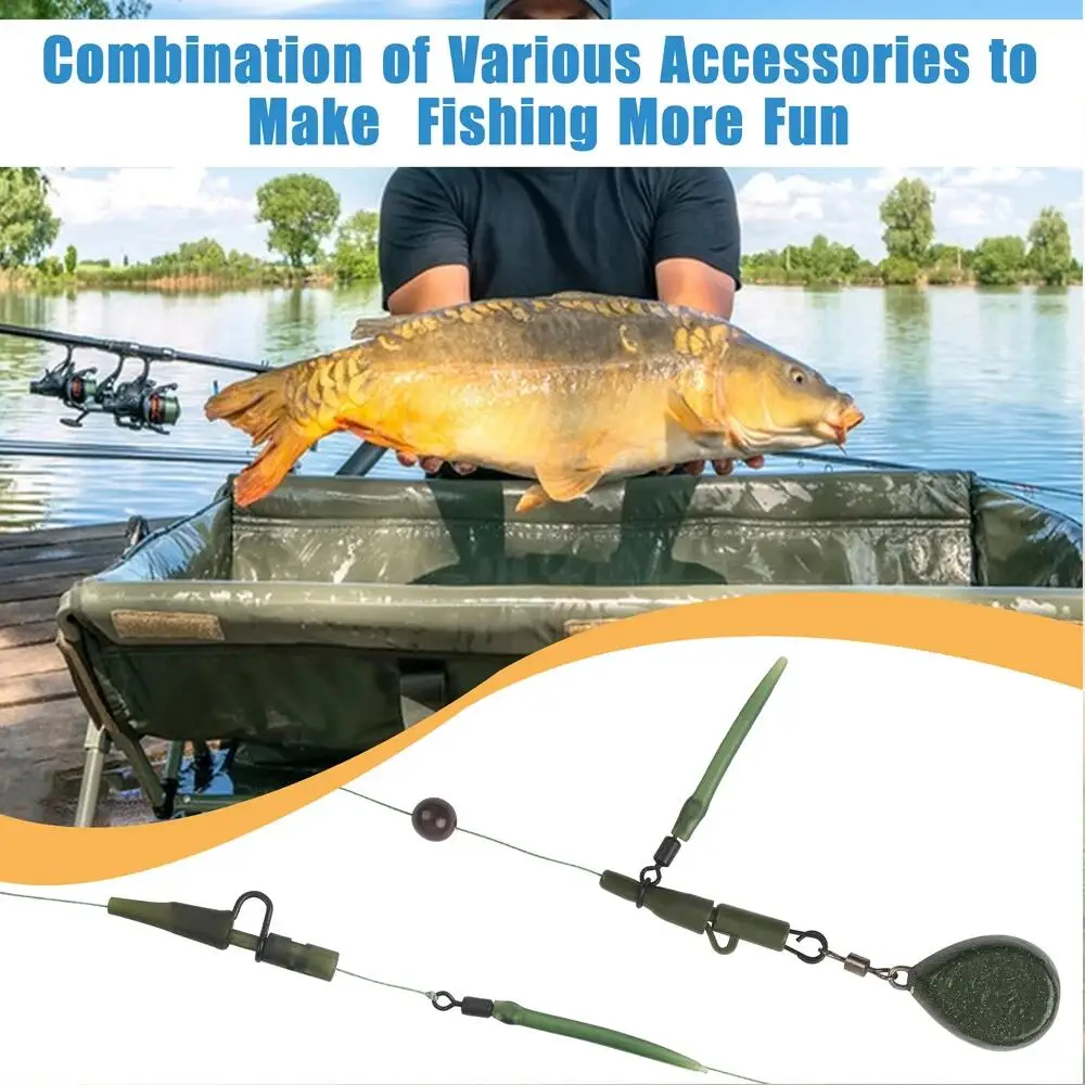 300Pcs Carp Fishing Tackle Kit Including Carp Hooks Quick Change Swivels Hook Stop Beads Boilie Bait Screw Safety Clips