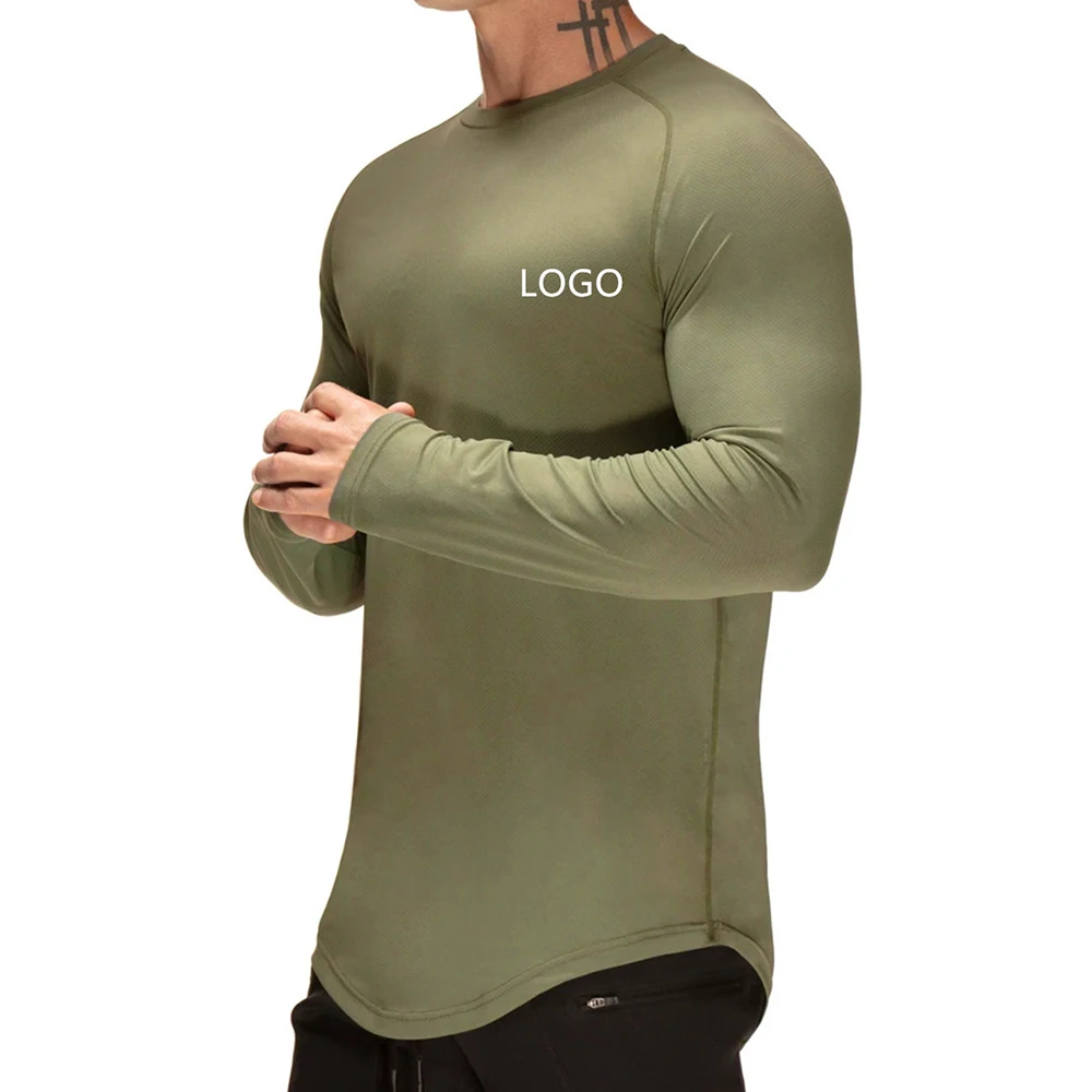 Тренировочная одежда для фитнеса белая хлопковая Мужская Спортивная футболка тренажерного зала с принтом и длинным рукавом