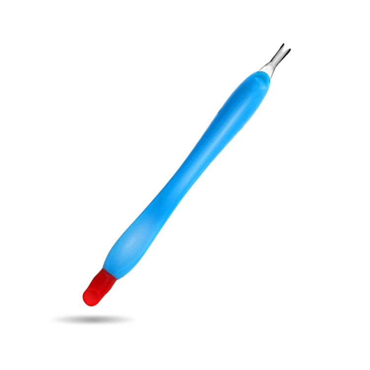 Manufacturer Plastic Stainless Steel Manicure Fork Nail Clean Cuticle Remove Pusher For Nail