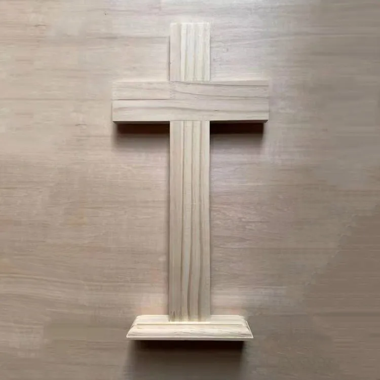 Wholesale jesus wood Christian cross standing table home decorations wooden crosses