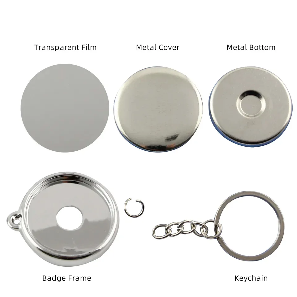 25/32/37mm Electroplated Keychain Double Sides Button Badge Material for Decoration
