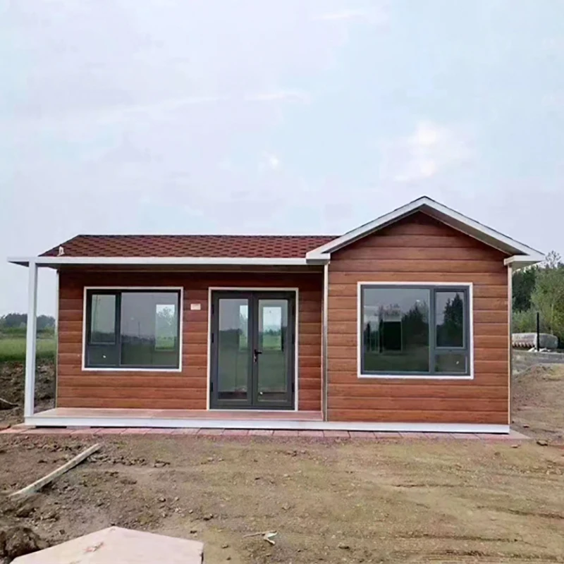Luxury modular home light steel frame residential two bedrooms prefab wood villa prefabricated tiny house