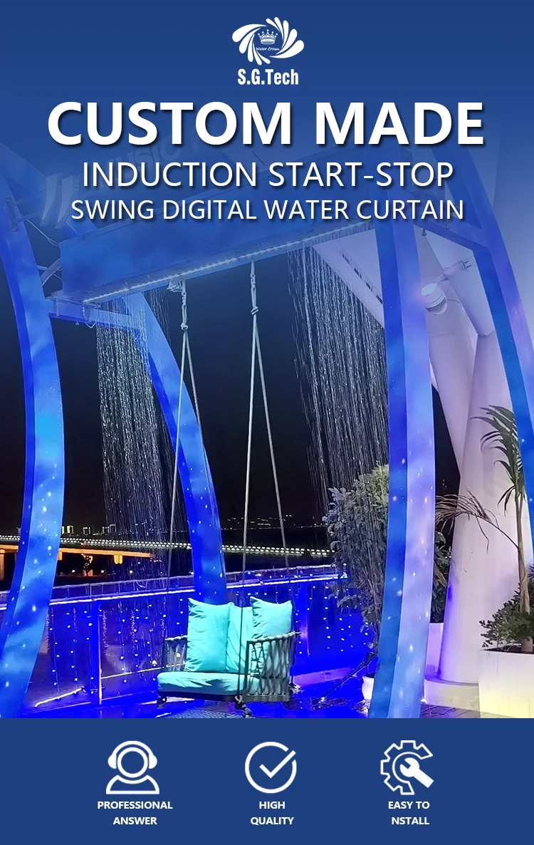 Manufacturer-Supply Crown Water Park Decoration Swing Waterfall Digital Graphic Water Feature Swing Water Curtain Hotel