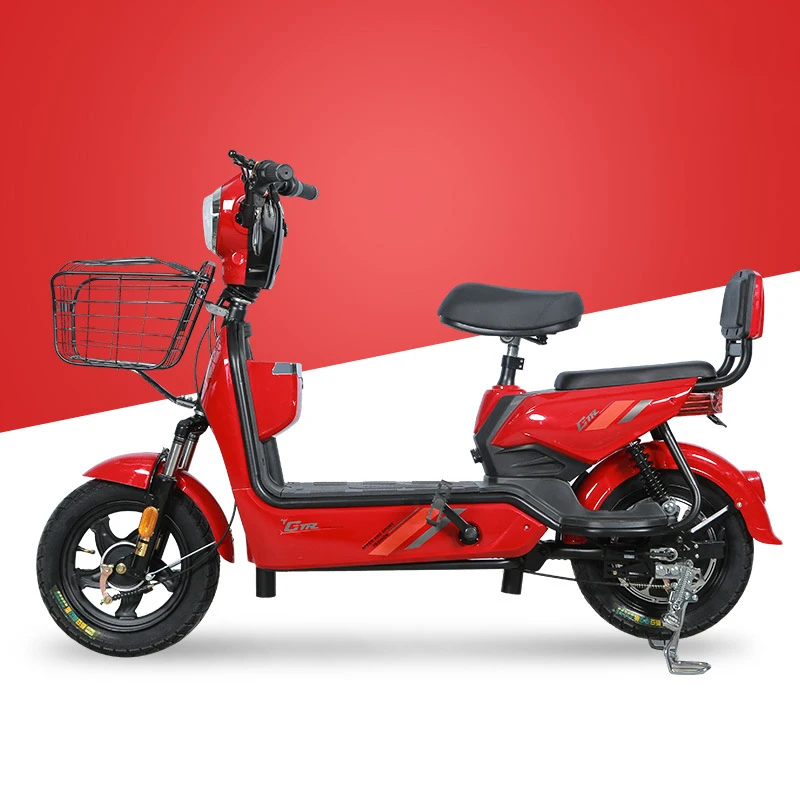 Light Full Suspension 48v Lead Acid Moped Scooter 350w 500w Power Drum Brake Electric Bike With Led Display 2 People Seat