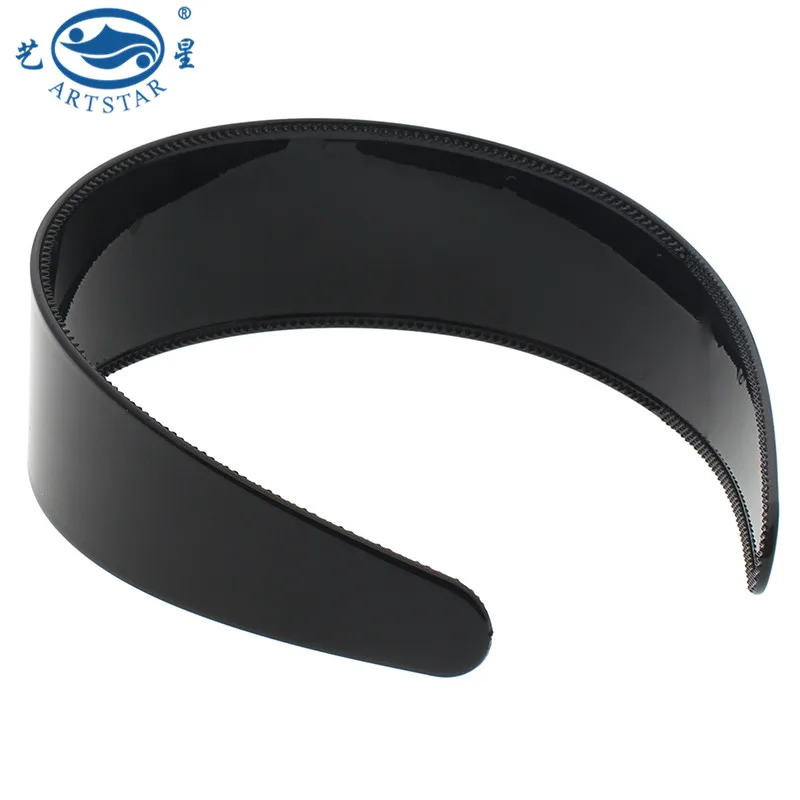 Artstar 4125 Women Wide 5cm Plain Hairband Girls Plastic Headband With Teeth For DIY Hair Accessories