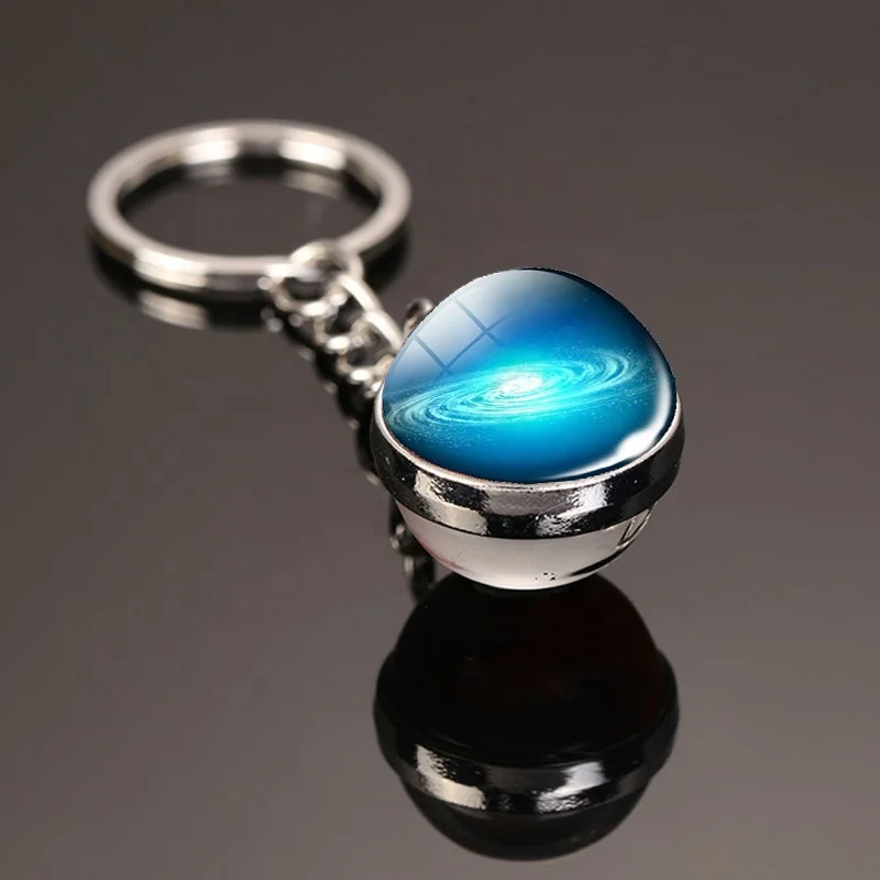 Novelty Gifts Planet nebula Llaveros glass balls key chains ice globe crystal lampwork beads craft metal