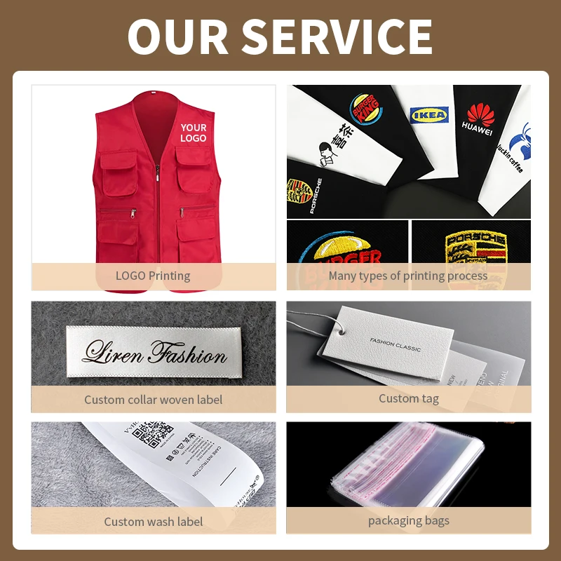 Customized printing logo photography vest Waistcoat for fishing reflective work wear multi pockets vest