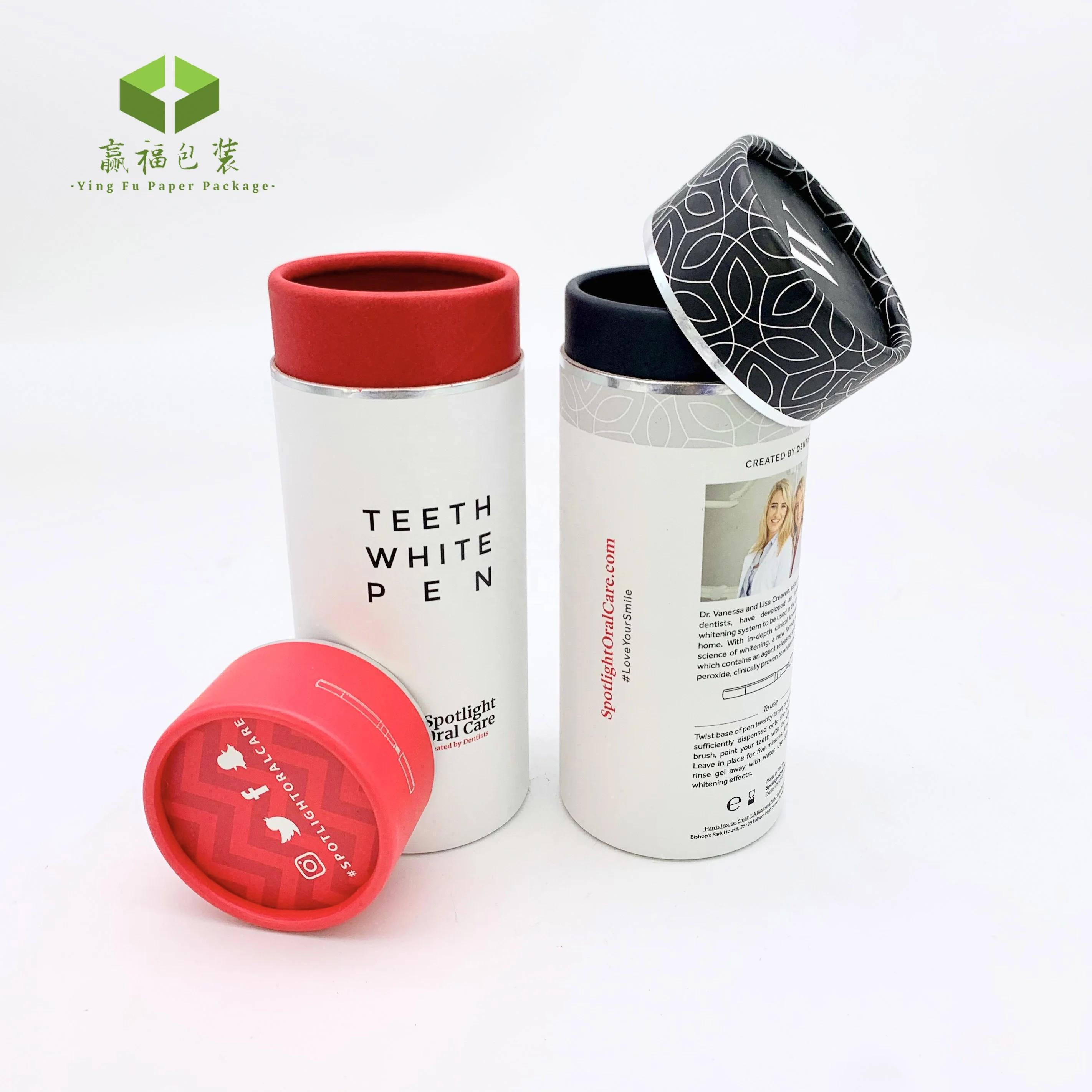 custom printing eco cardboard containers biodegradable paper tube for cosmetic teeth whitening powder packaging