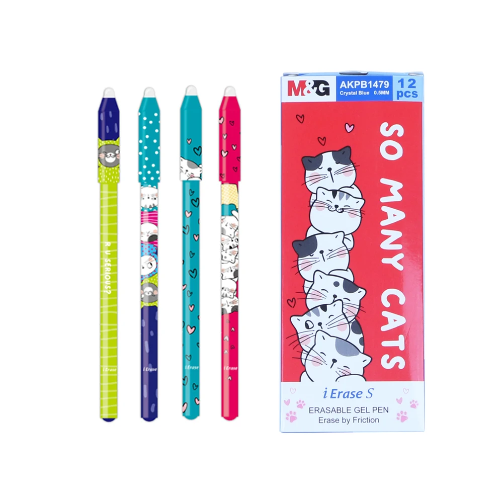 M&G Erasable Gel Pen Crystal Blue 0.5mm with Eraser Needle Point