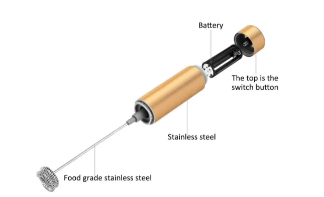 Premium quality customized logo gold milk frother electric frother gold frother rose gold