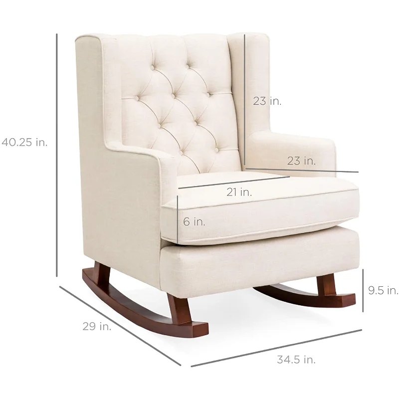 Wingback Accent Living Room Tufted Rocking Sofa Cream Modern Armchair Accent Rocking Chair