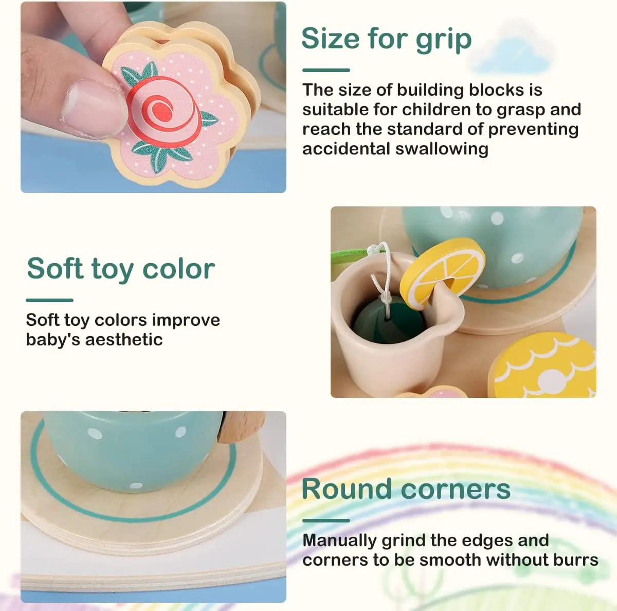 Wood Tea Establish, Kid Duty Play Educational Toys long lasting and also wear-resistant Wood Interactive Simulation Teacup