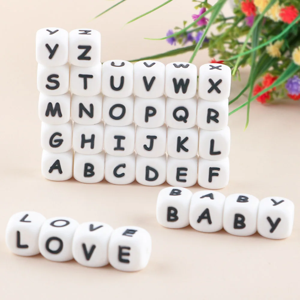 Optional Letters Fine White Background Black Acrylic English Beads DIY Beaded Bracelet Early Education Tools