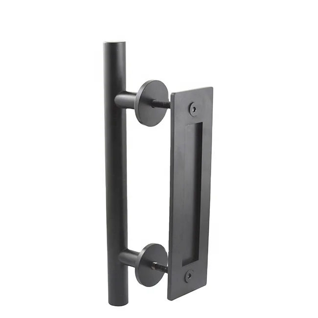 Customized round tube stainless steel satin brass barn door handle