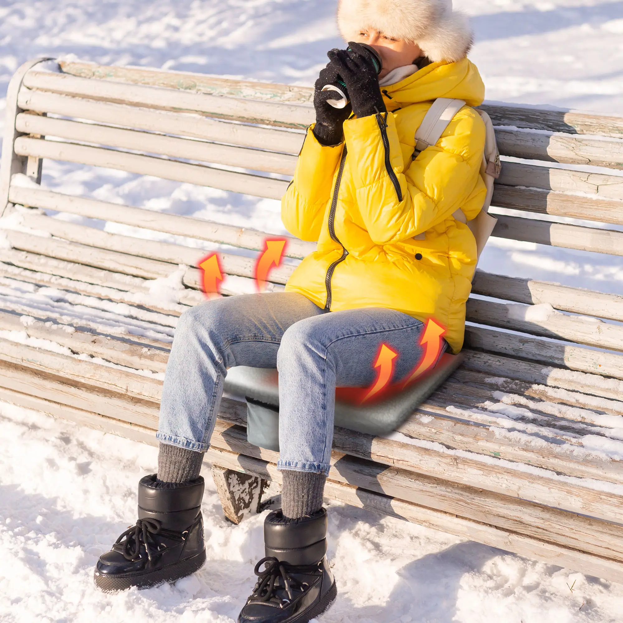 Mydays Outdoor Thicken Soft Comfortable Wool Fabric USB Heated Seat Cushion For Office Chair Home Sofa