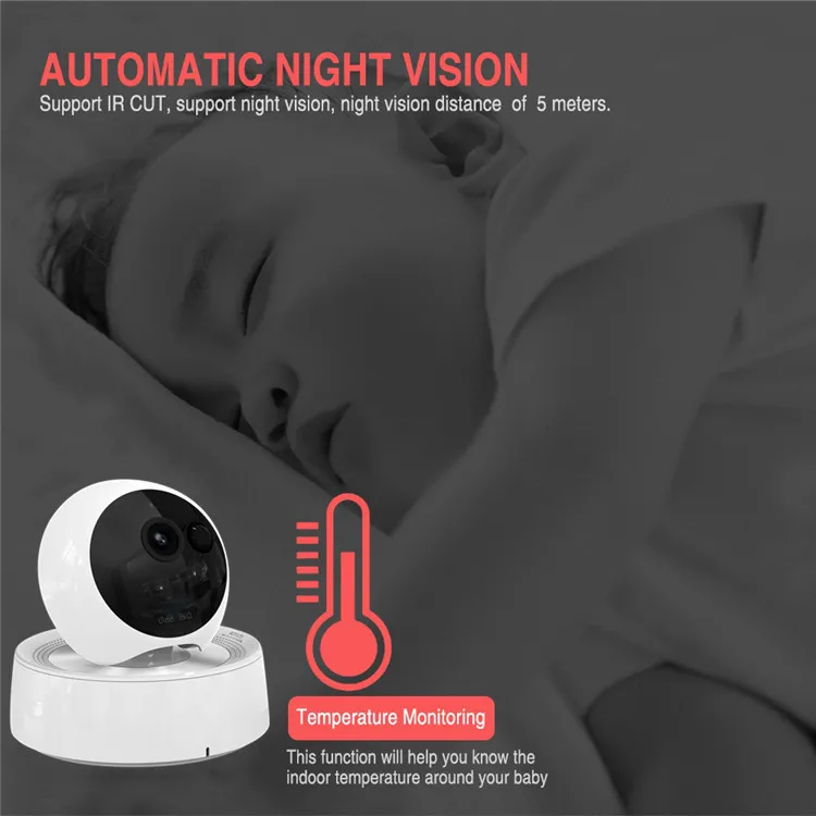 
Factory Superior Quality OEM 5.5 inch HD 720P 1080P Two Way Audio Feeding Reminder Sound Detection Video Baby Monitor with Audio 