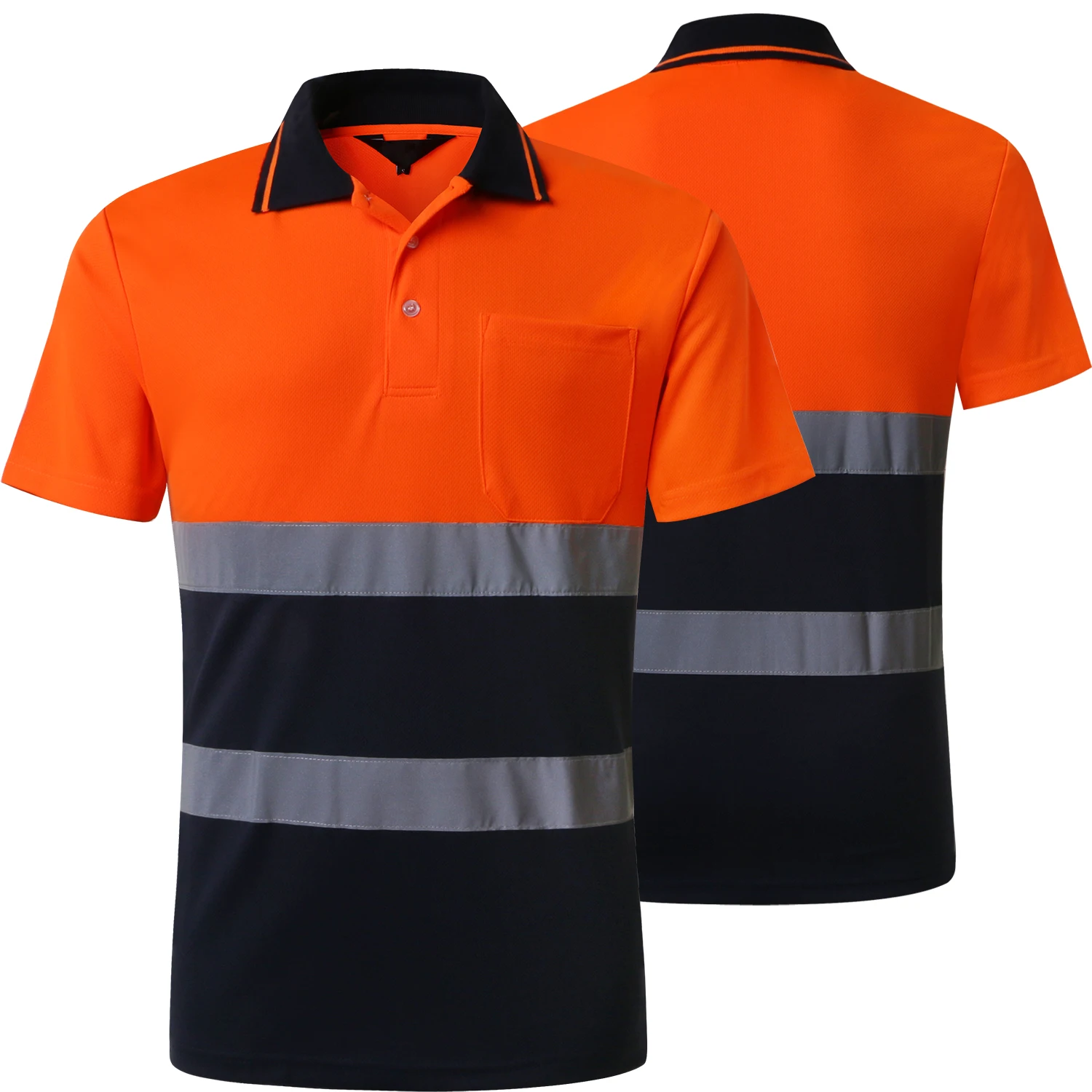 Wholesale customizable logo work shirt High visibility construction work safety reflective safety Short Polo