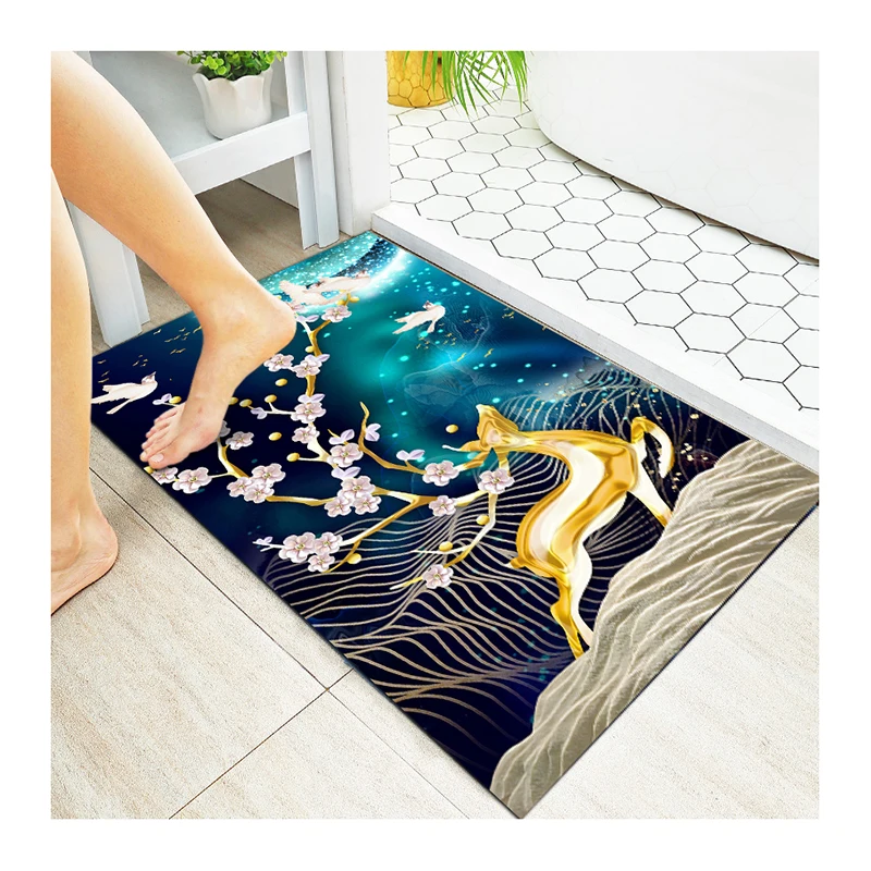 Choice Patterns Bathroom Quick Drying Water Absorbing Rubber Thin Mat Non Slip Bath Mat