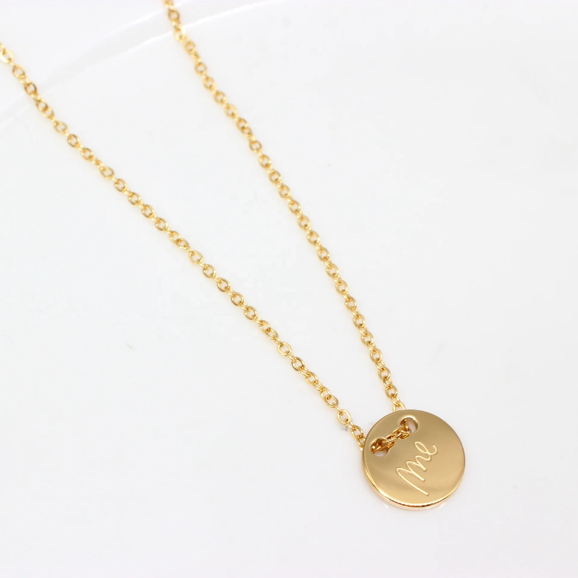 2021 Новые Модные женские ювелирные изделия 14K позолоченное Настоящее ME дизайн письмо me гравировка 316 ожерелье из нержавеющей