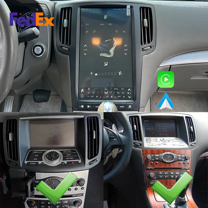 Car Multimedia Display Carplay Auto Android Radio Big Touch Screen For Infiniti G35 G37 Coupe Sedan Navigation System Upgrade