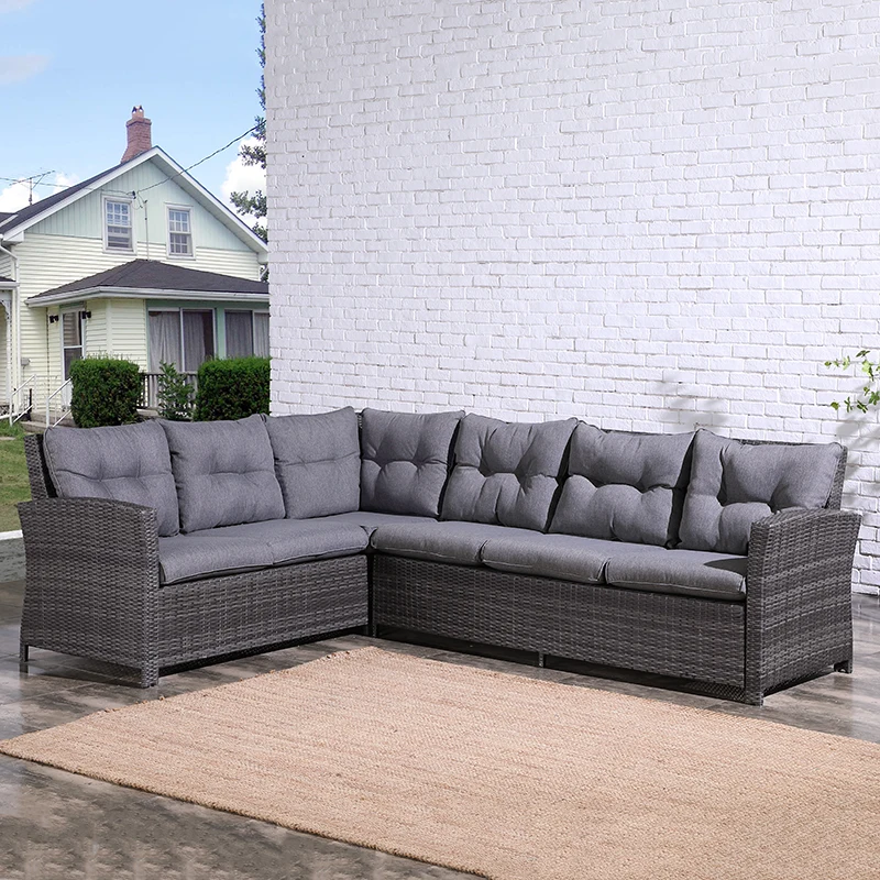 
Rattan Sofa Set for Balcony Garden Terrace Patio Furniture Injection Plastic Modernism Outdoor Black Waterproof Party Seat Hotel 