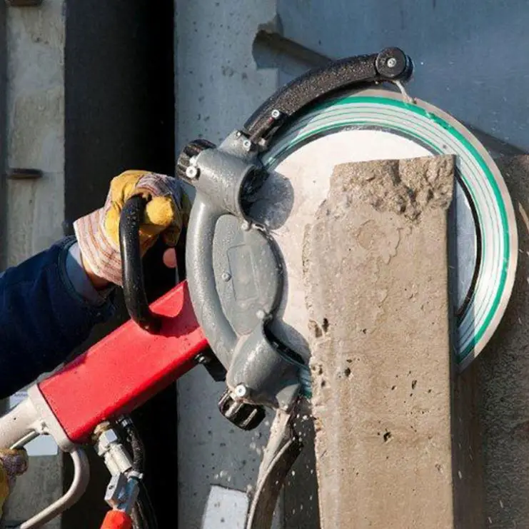 gasoline ring saw concrete cutter cuts concrete and masonry in alteration, renovation and new construction work