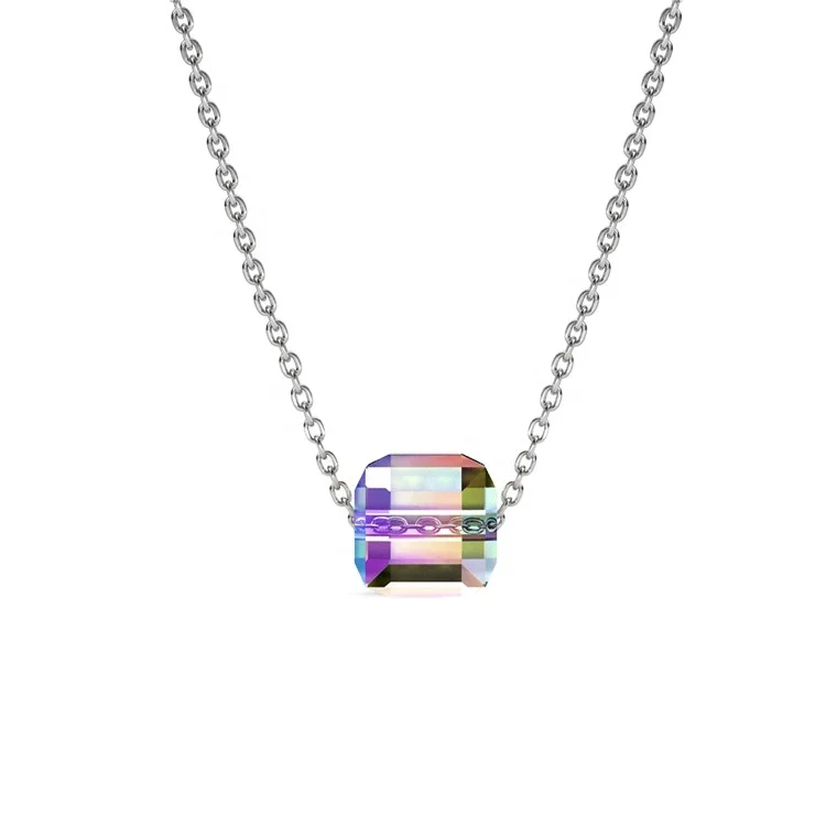 Destiny Jewellery 2019 new design jewelry for women silver pendant necklace with cube bead Aurora with Sparkling Crystals