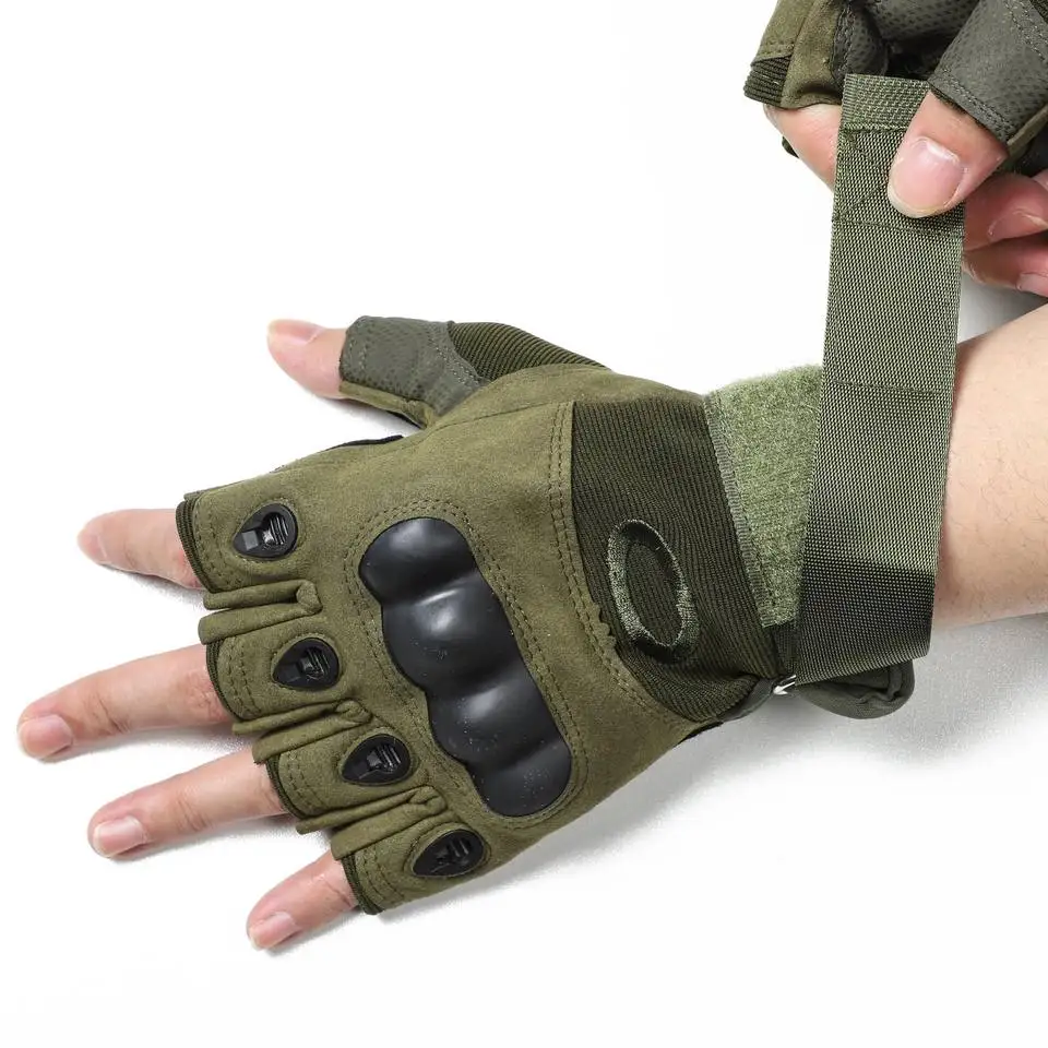 Half Finger Rubber Hard Knuckle Motorcycle Sports Outdoor Camping Shooting Tactical Gloves