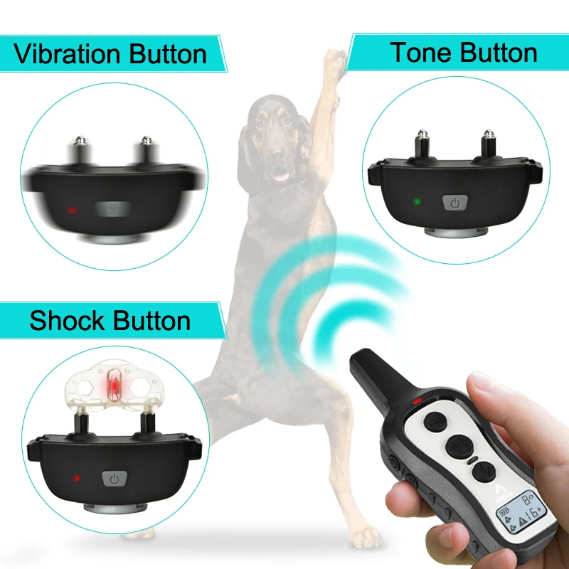 Smart Dog Training Collar 3 Safe Training Modes Rechargeable Waterproof Electric Dog Shock Collar